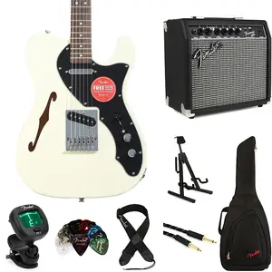 Электрогитара Squier Affinity Series Telecaster Thinline и комплект с усилителем Fender - Олимпийский белый с грифом из лауреля