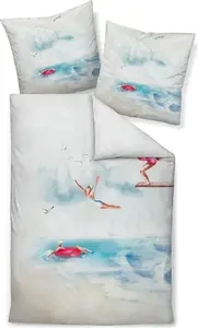 Комплект постельного белья Janine Design Mako-Satin 42142, современное искусство, размер S, небесно-голубой, размер 135x200+80x80 Original Janine