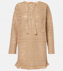 Кружевное мини-платье Kiss By The Book Alanui, песочный
