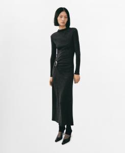 Женское платье с кольцевой отделкой и сборками MANGO, Grey