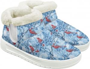 Женские зимние ботинки с меховой подкладкой, теплые зимние ботинки для женщин, уличная обувь на каждый день, зимние ботинки без шнурков Fuojuvelie, Cardinal Bird