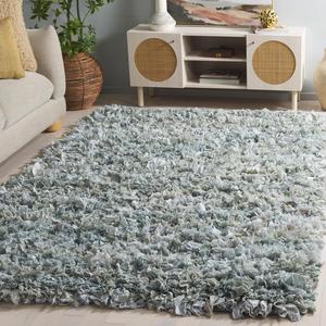 Ковер SAFAVIEH, 122 x 183 см, Rio Shag Collection, Light Green, ручной работы, декоративный, идеален для помещений с высокой проходимостью: прихожая, гостиная, спальня (SG951Y)