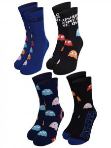 BANDAI Набор из 4 пар носков Pac-Man Crew Sneaker Socks, размер 40-45, сине-черные