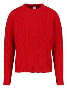 Свитер фактурной вязки с круглым вырезом Aspesi, красный