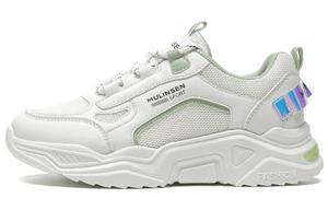 Mulinsen Скользоустойчивые износостойкие дышащие легкие увеличивающие рост низкие повседневные туфли женские бело-зеленые, цвет White Green