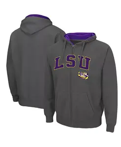 Мужская толстовка LSU Tigers Arch Logo 3.0 с молнией Colosseum, серый