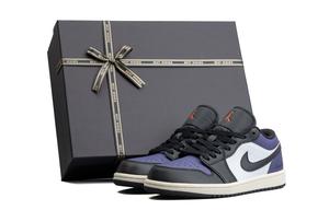 Jordan Кроссовки баскетбольные Unisex низкие Air 1 Cushioning, износостойкие винтажные черно-фиолетовые