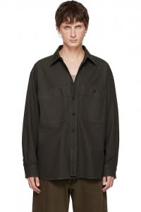 Lemaire Рубашка в стиле милитари цвета хаки