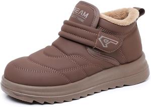Зимние женские туфли с теплой подкладкой из меха, удобные кроссовки на каждый день, мягкие и не скользящие лоферы для холодной погоды, легкая обувь для мам Qacksv, Brown