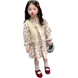 Детский комплект из двух предметов: юбка и футболка с круглым вырезом, умеренно короткий PROTECTCAMEL, бежевый