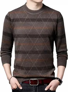 Мужской зимний утолщенный свитер в полоску с длинными рукавами