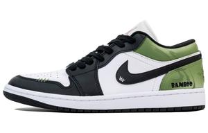 Jordan Кроссовки Unisex Black Green White с амортизацией Air 1, износостойкие, низкие, винтажные