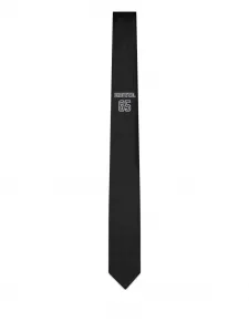 Шелковый галстук с жаккардовым логотипом THOM BROWNE, черный