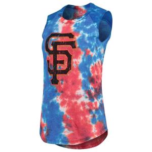 Женская майка Majestic Threads красного/синего цвета San Francisco Giants Tie-Dye Tri-Blend Muscle Tank Top Majestic