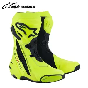 ALPINESTARS PROTECTS Мотоциклетные ботинки Xing SUPERTECH R, профессиональные гоночные, противоударные перфорированные всесезонные, флуоресцентный желтый и черный, размер 41