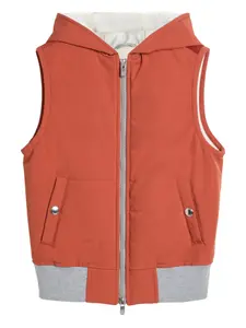 Жилет с капюшоном Brunello Cucinelli Kids, оранжевый