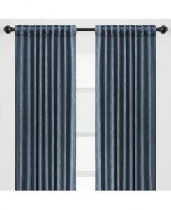 Классические плотные шторы премиум-класса с 2 панелями и тиснением — задняя вставка 3 в 1, карман для штанги, кольцевой язычок — для окон Гостиная Спальня — затемняющие шторы в комнате 52 x 84 дюйма — темно-серый Chanasya, синий