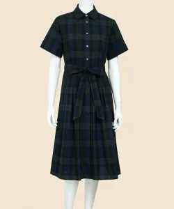 Платье-рубашка с коротким рукавом из хлопчатобумажной ткани в клетку «сирсакер» Brooks Brothers, цвет Green And Other Colors