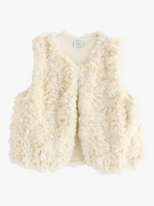 Детский безрукавный свитер-жилет из искусственного меха Lindex, Light Dusty White