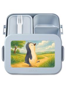 Mr. & Mrs. Panda Ланчбокс в виде пингвина с трогательным дизайном, без надписи, пастельно-голубого цвета
