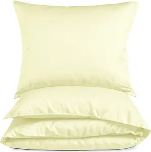 Постельное белье из сатина Мако однотонного цвета 135x200 Ванильное однотонное желтое постельное белье 135 x 200 - Пододеяльник из чесаного хлопка Carpe Sonno