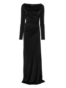 Платье макси с воротником-хомутиком и драпировкой Victoria Beckham, черный