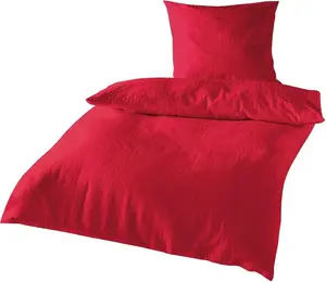 Постельное белье Dream Sleep Uni Seersucker 240x220 см + 2 x 80x80 см, красное Traumschlaf