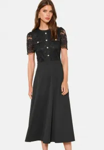 Платье-Миди средней длины с короткими рукавами и пуговицами, прямого кроя. Lipsy, Black