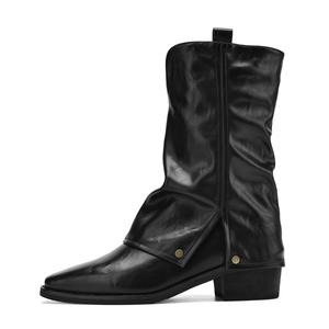 DAPHNE Черные не утепленные женские полусапожки, цвет Black Unlined