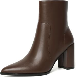 Женские ботильоны Susanny на высокой массивной подошве, теплые сапоги до середины голени, модель Chelsea, из кожи и замши с мехом, без застежки, с заостренным носком, на каблуке, для офиса, прогулок и снегопада, Brown