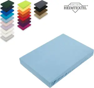 Простыня на резинке бренда Jersey, простыня на резинке, с резинкой по всему периметру, 200 х 220 см, светло-голубая Südseetraum