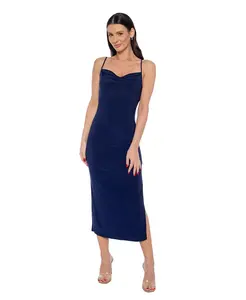 Женское макси-платье с воротником-хомутом из джерси Bebe, синий