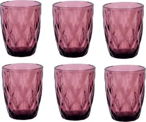 Набор из 6 стаканов для воды - стаканы Low Diamond объемом 260 мл для стильного наслаждения питьем, цвет Berry Schäfer