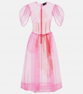 Печатное платье миди из органзы Simone Rocha, Red/Pink