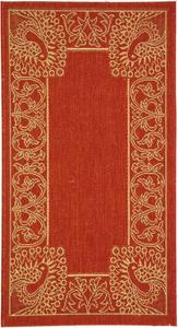Ковер SAFAVIEH, 61 x 110 см, Courtyard Collection, красный и натуральный, без линьки и простой в уходе, для помещений и улицы, моющийся — идеально для патио, заднего двора, прихожей (CY2965-3707)