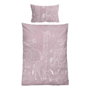 Детское постельное белье из меланжевой фланели Biberna Esse, розовый - 100 х 135 см + подушка 40 х 60 см