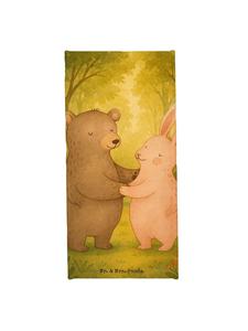 Mr. & Mrs. Panda Пляжное полотенце с изображением обнимающихся медведя и кролика, без надписи, пастельно-серого цвета