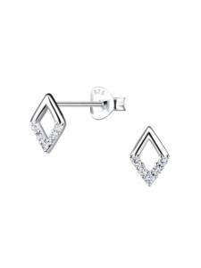 Alexander York Серьги-гвоздики, ажурный дизайн в форме бриллианта, из серебра 925 пробы, комплект из 2 штук