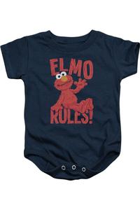 Детский комбинезон на кнопках «Правила Элмо из "Улицы Сезам"» Gildan, темно-синий