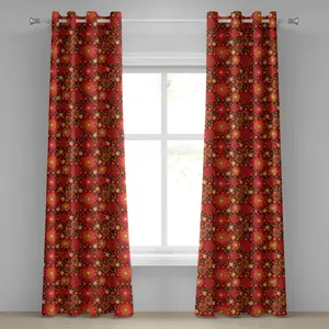 Цветочная штора на люверсах ABAKUHAUS, прозрачная ботаническая композиция с герберами, декоративные двухпанельные шторы, 280 см x 225 см, темно-зеленый вермо Abakuhaus