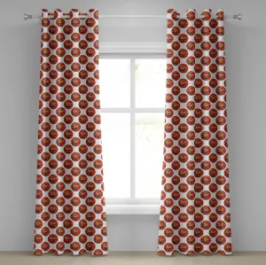 Шторы на люверсах для баскетбола ABAKUHAUS, с изображением счастливых оранжевых мячей, смайлов, развлечений, соревнований и спорта, декоративные, двухпанельные, 280 см x 175 см, цвет: оранжевый, черный, белый Abakuhaus