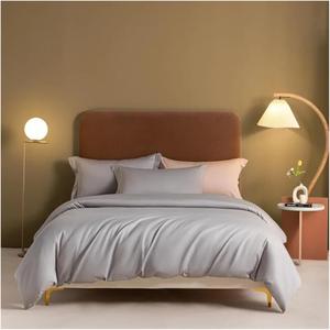 YUSIWOAL Комплект постельного белья серо-фиолетовый однотонный мягкий хлопковый 1000TC Gray