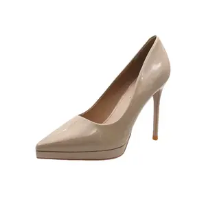 Alxnan Тонкие каблуки на шпильке женские - нюд 10 см, цвет Nude 10cm