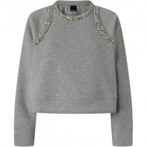 Свитшот с декорированным вырезом PINKO, серый