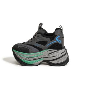 Milan love song Износостойкие дышащие легкие быстросохнущие низкие массивные кроссовки женские - черный зеленый, цвет Black Green