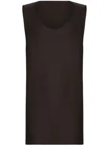 Шелковый топ с U-образным вырезом Dolce & Gabbana, коричневый