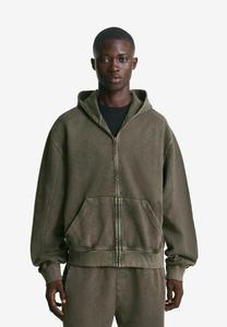 Толстовка Bershka Zip-up sweatshirt, Mottled Dark Grey