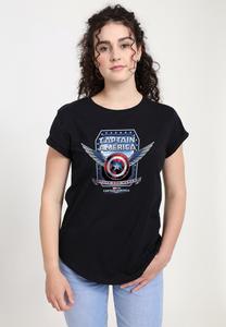 Футболка с принтом CAPTAIN AMERICA BRAVE NEW WORLD SHIELD WINGS Henry Tiger, черный