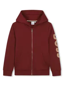 Худи на молнии с логотипом BOSS Kidswear, красный