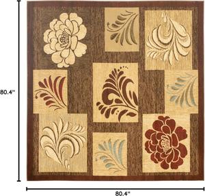 Ковер SAFAVIEH, 201 x 201 см, коллекции Lyndhurst - квадратный, коричневый и разноцветный, цветочный дизайн, без линьки и простой в уходе, идеален для помещений с высокой проходимостью в гостиной, спальне (LNH554-2591)
